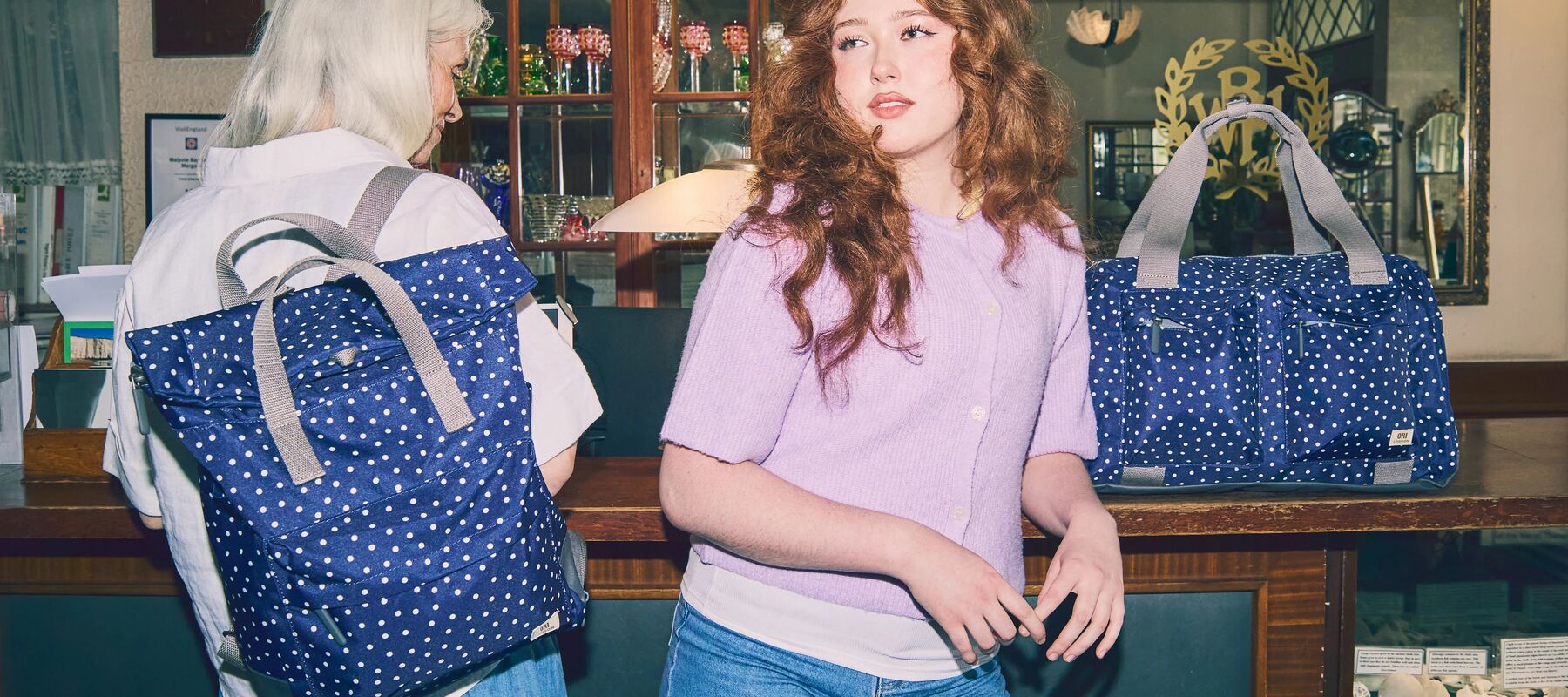 Navy Polka Dot