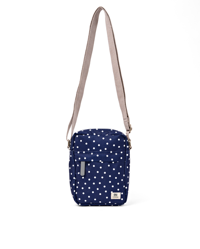 Bond Pocket Crossbody Bag in Navy Polka Dot