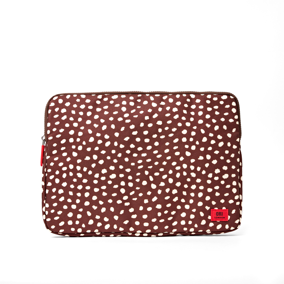 Brick Lane Laptop Sleeve in Brown Dot