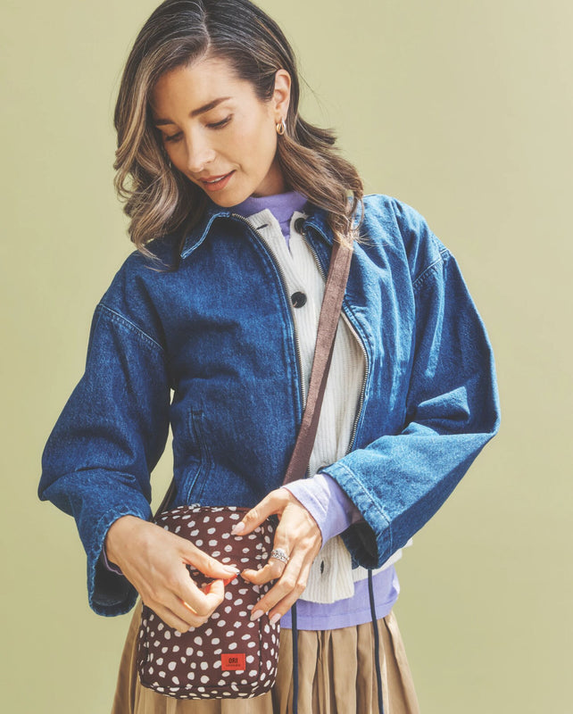 Bond Pocket Crossbody Bag in Brown Dot