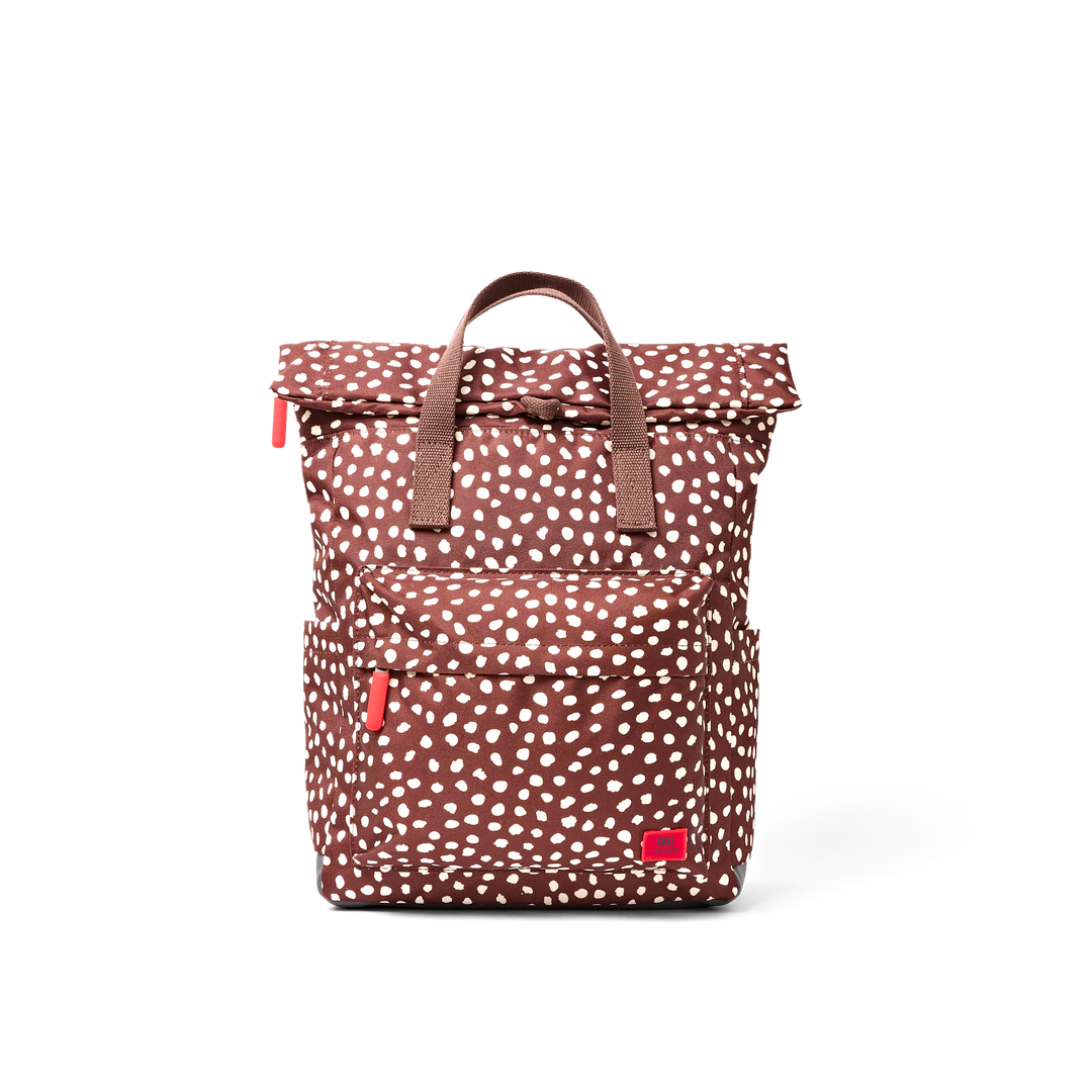 Canfield Roll Top Backpack in Brown Dot
