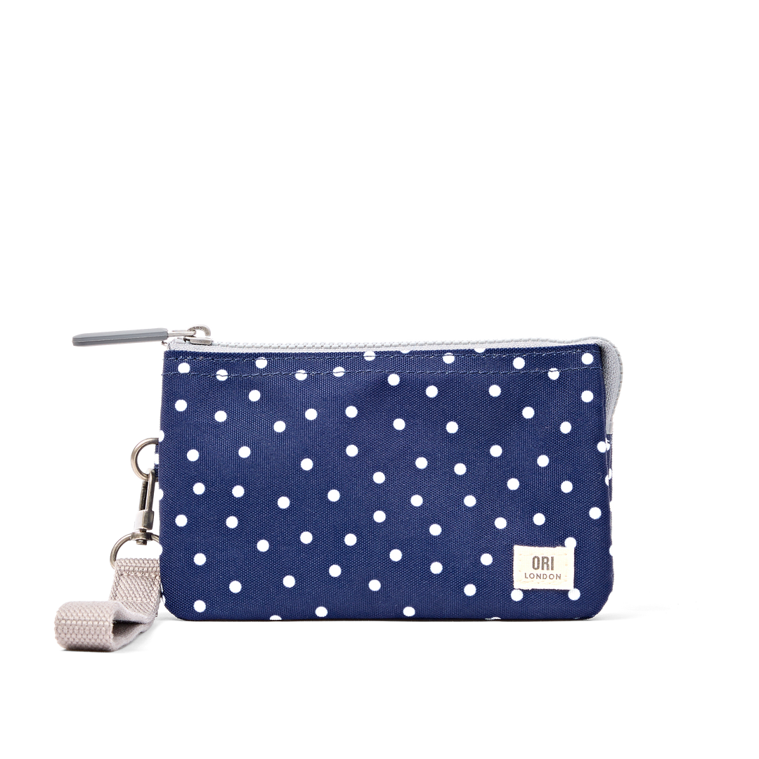 Carnaby Wallet in Navy Polka Dot