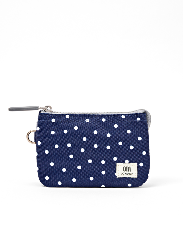 Carnaby Wallet in Navy Polka Dot