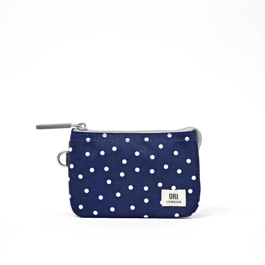 Carnaby Wallet in Navy Polka Dot