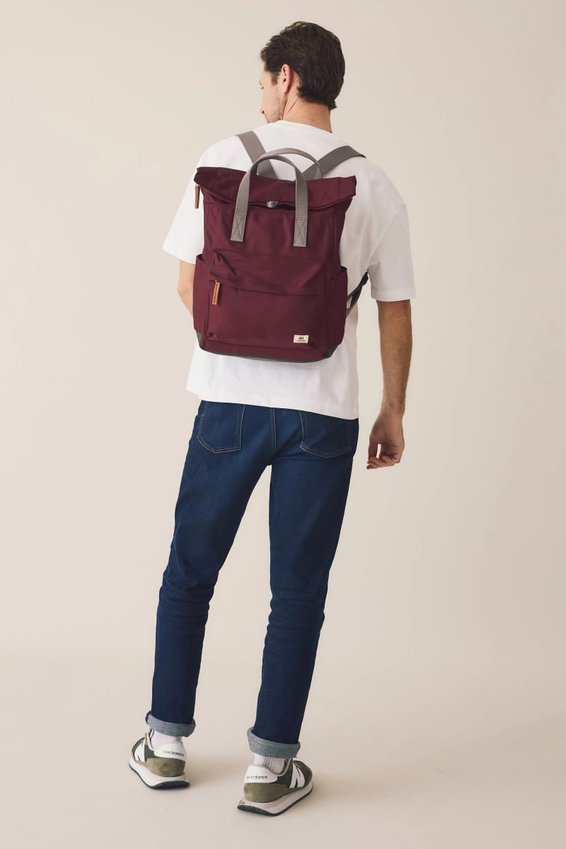 Canfield Roll Top Backpack in Navy Polka Dot – ORI London