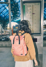 Canfield Roll Top Backpack in Coral Stripe