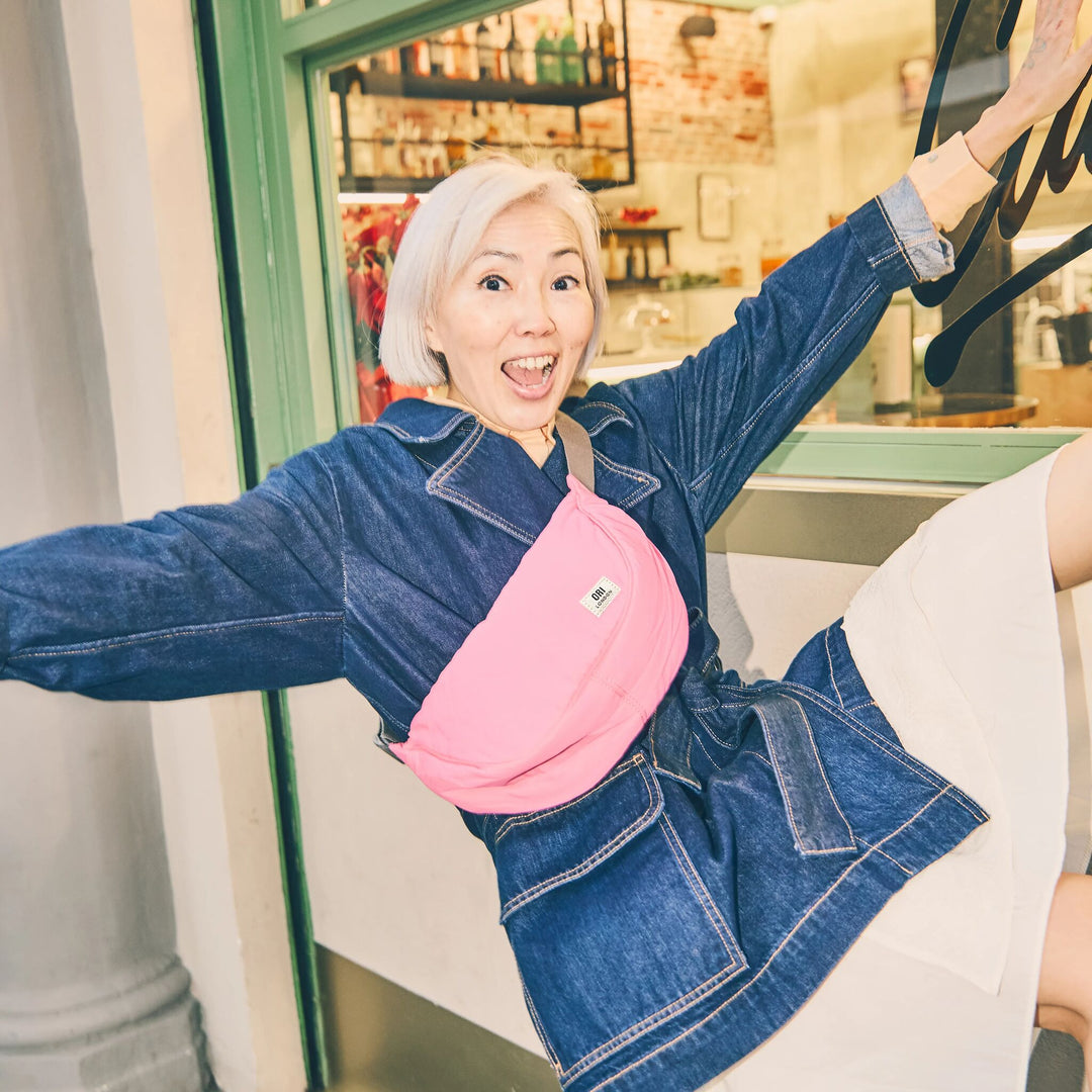 Farringdon Half Moon Bag in Pink Lemonade Taslon