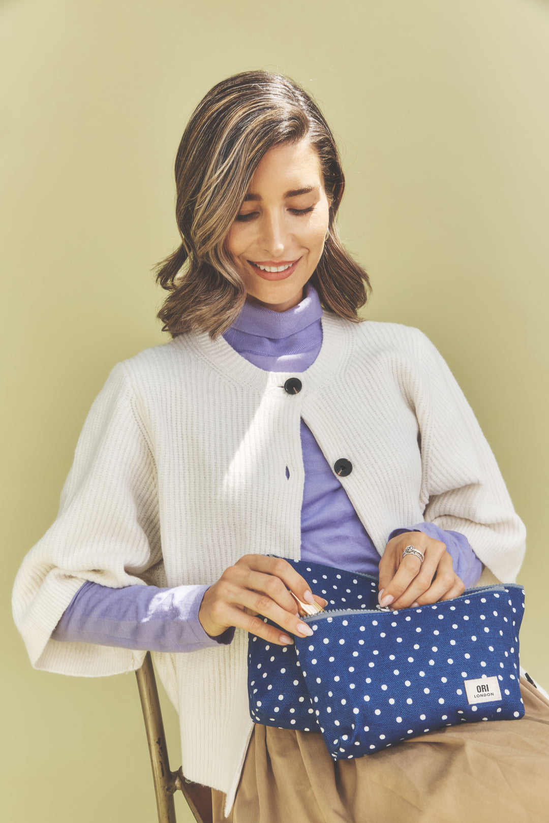 Maida Vale Pouch in Navy Polka