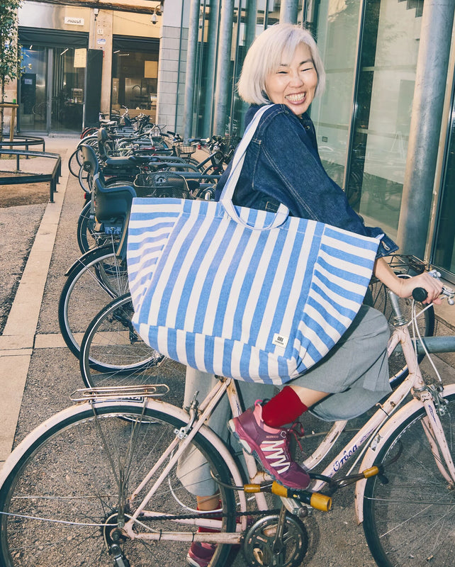 Marylebone Tote Bag in Denim Stripe