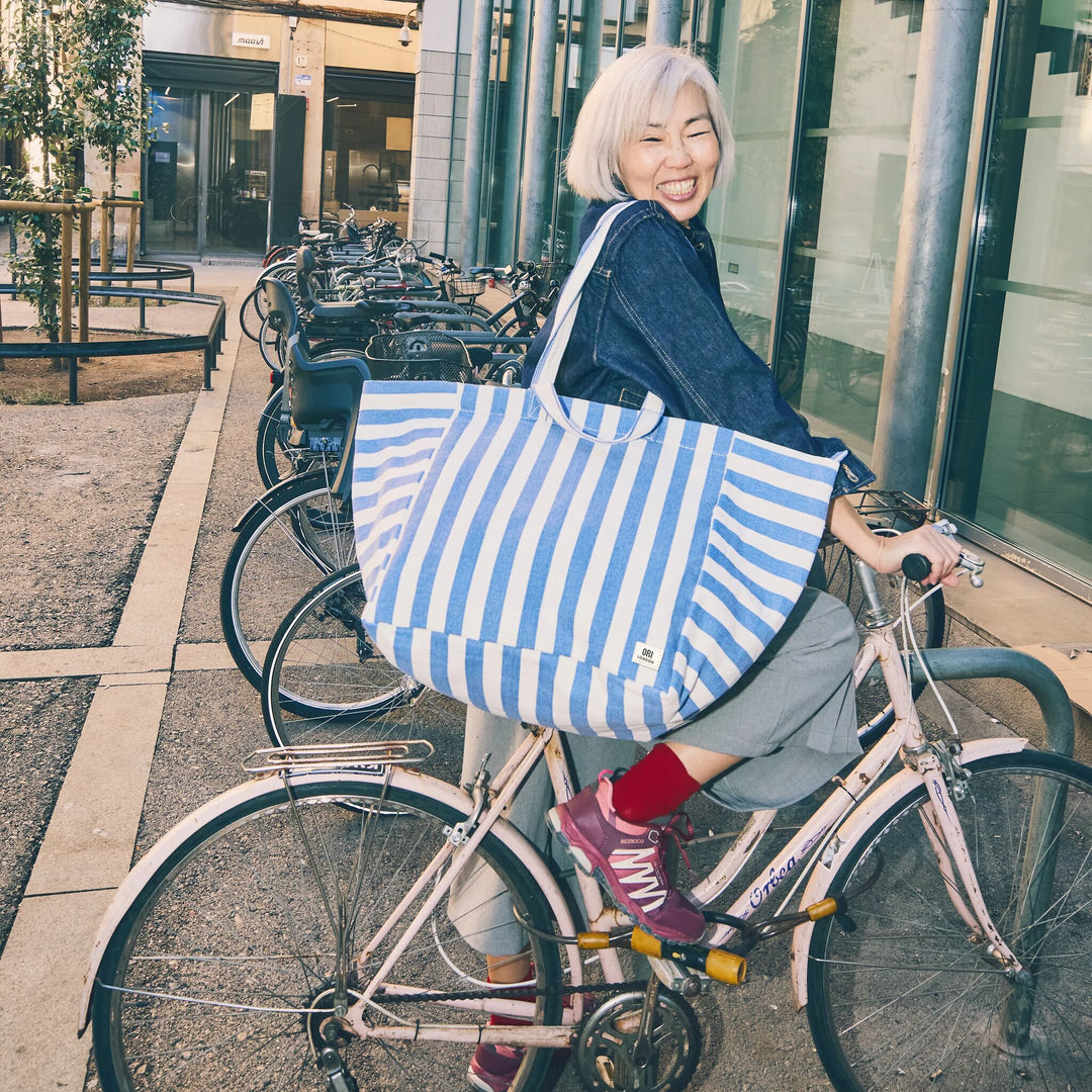 Marylebone Tote Bag in Denim Stripe