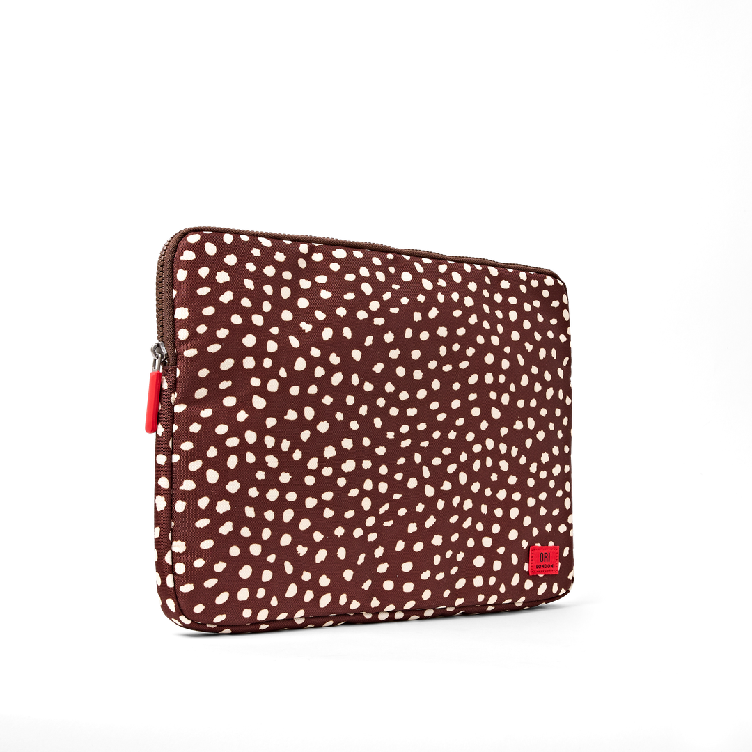 Brick Lane Laptop Sleeve in Brown Dot