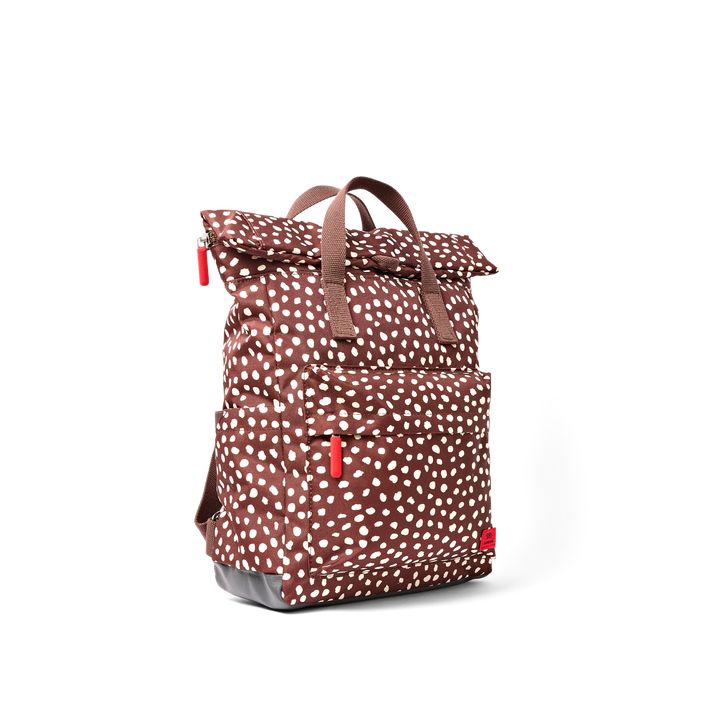 Canfield Roll Top Backpack in Brown Dot