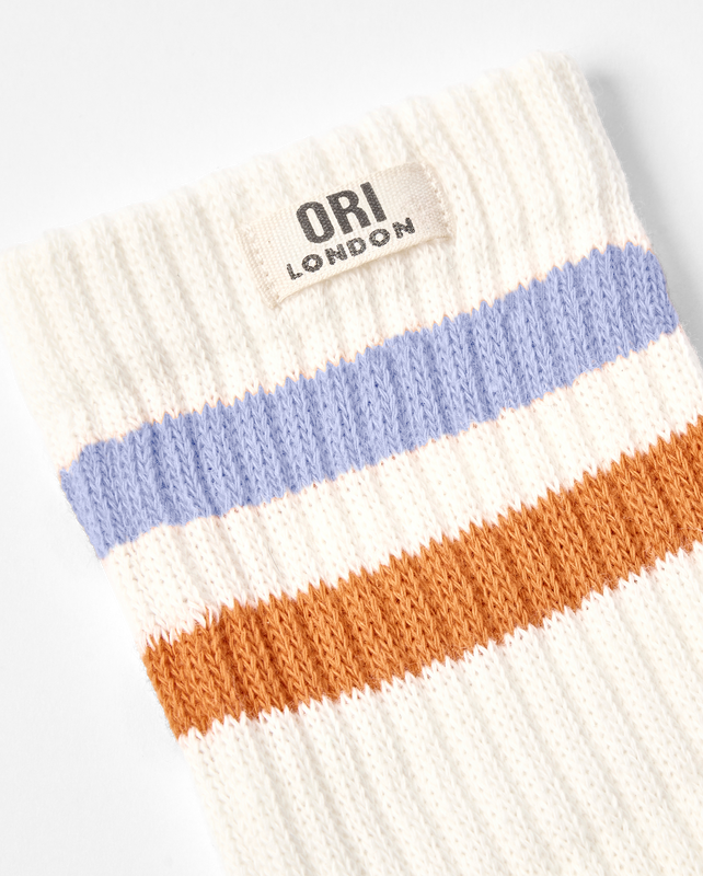 Windsor Stripe Crew Socks for Women in Thistle/Burnt Orange