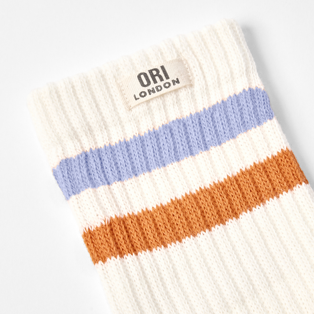 Windsor Stripe Crew Socks for Women in Thistle/Burnt Orange