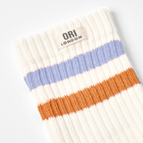 Windsor Stripe Crew Socks for Women in Thistle/Burnt Orange