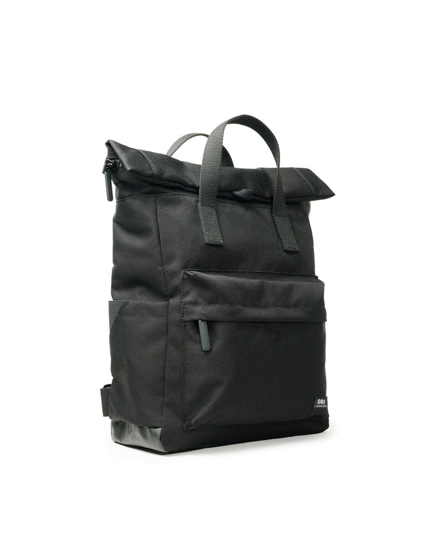 All Black Canfield Roll Top Backpack in Ash