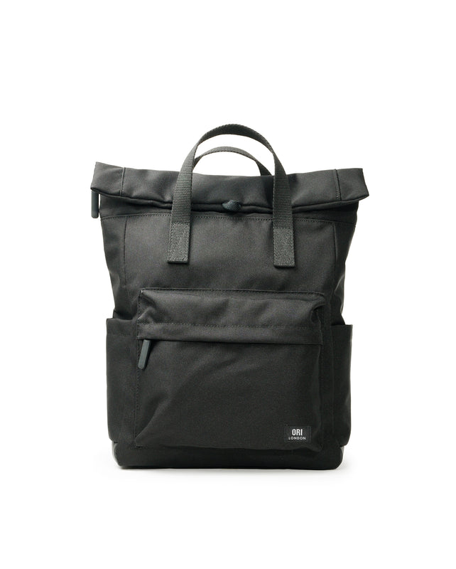 All Black Canfield Roll Top Backpack in Ash