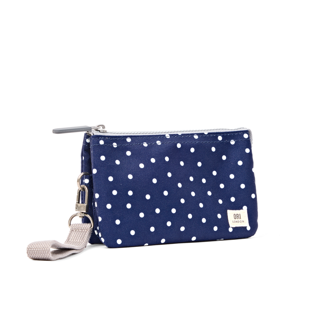 Carnaby Wallet in Navy Polka Dot