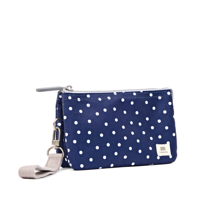 Carnaby Wallet in Navy Polka Dot