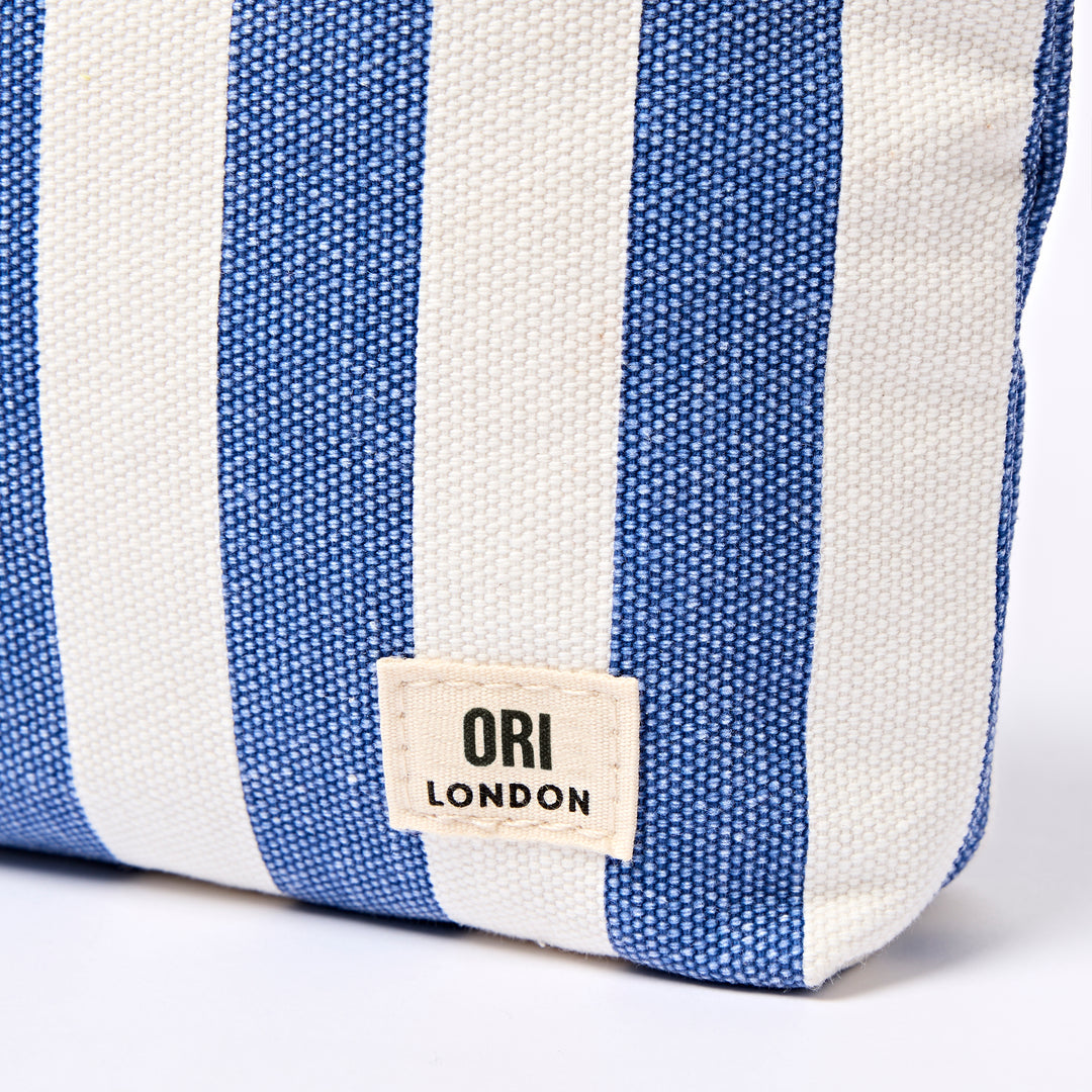 Maida Vale Medium Pouch in Denim Stripe Cotton Canvas