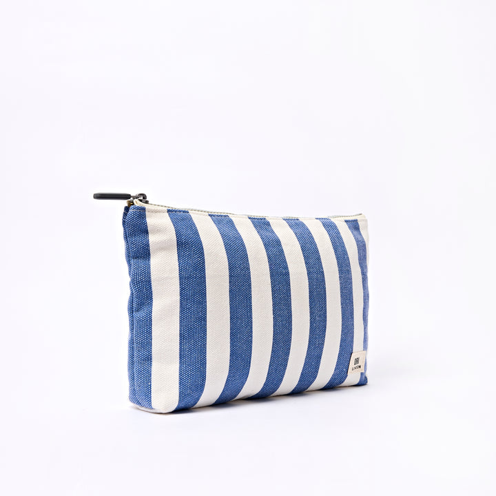 Maida Vale Medium Pouch in Denim Stripe Cotton Canvas