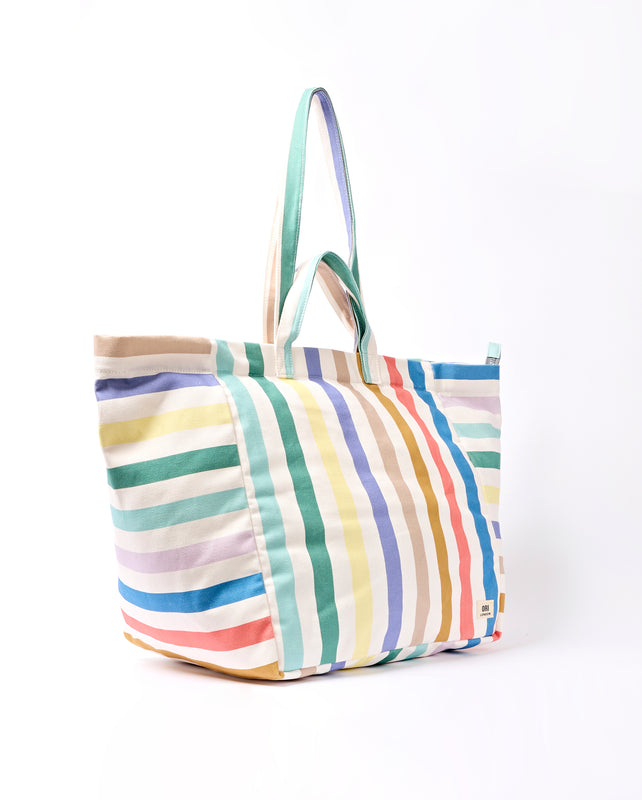 Marylebone Tote Bag in Pastel Multi Stripe