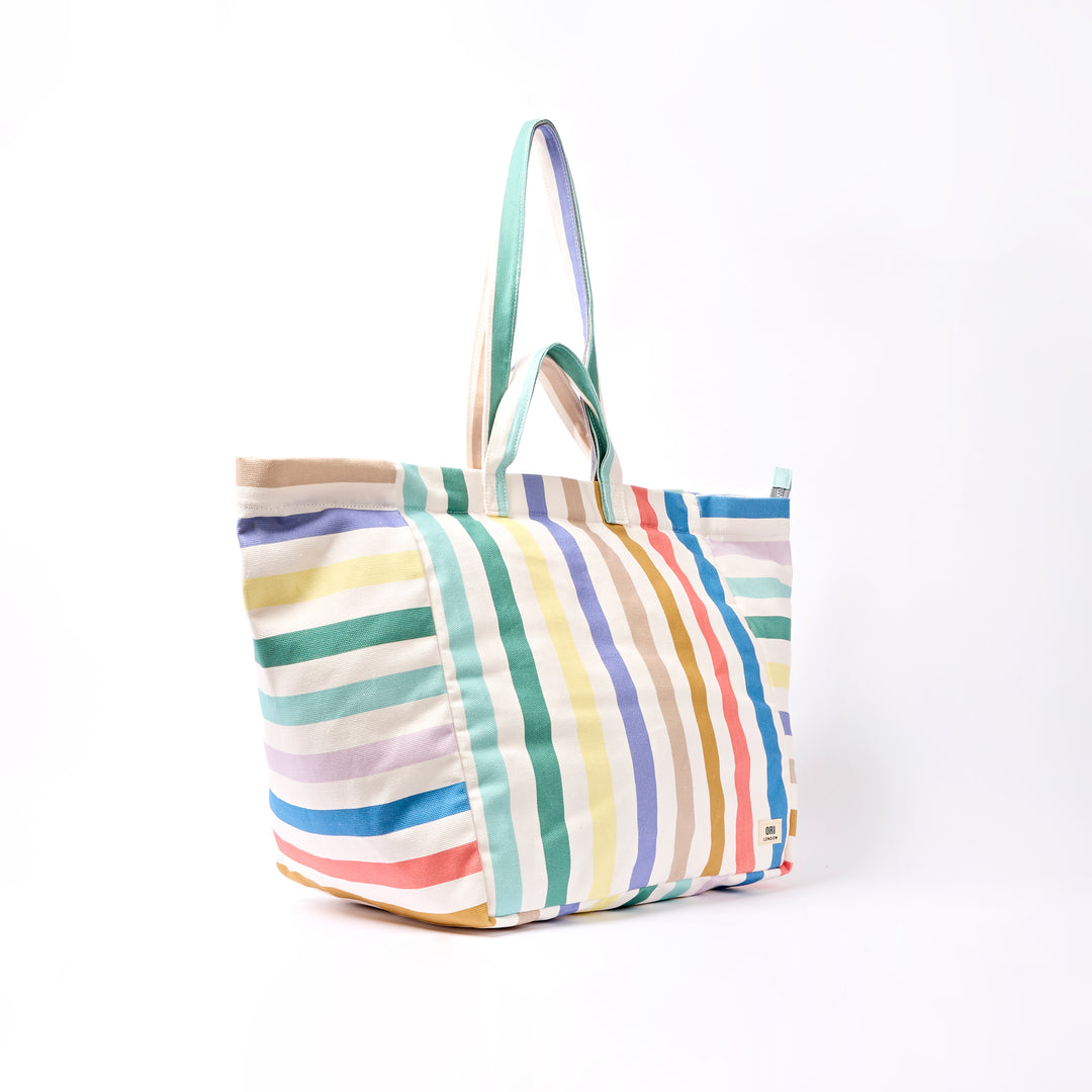 Marylebone Tote Bag in Pastel Multi Stripe