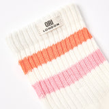 Windsor Stripe Crew Socks for Women in Mandarin/Pink
