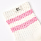 Windsor Stripe Crew Socks for Women in Pink Carnation