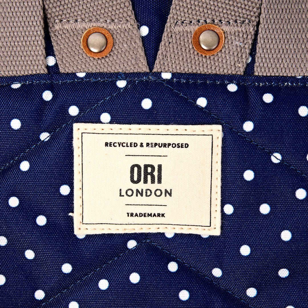 Bantry Backpack in Navy Polka Dot