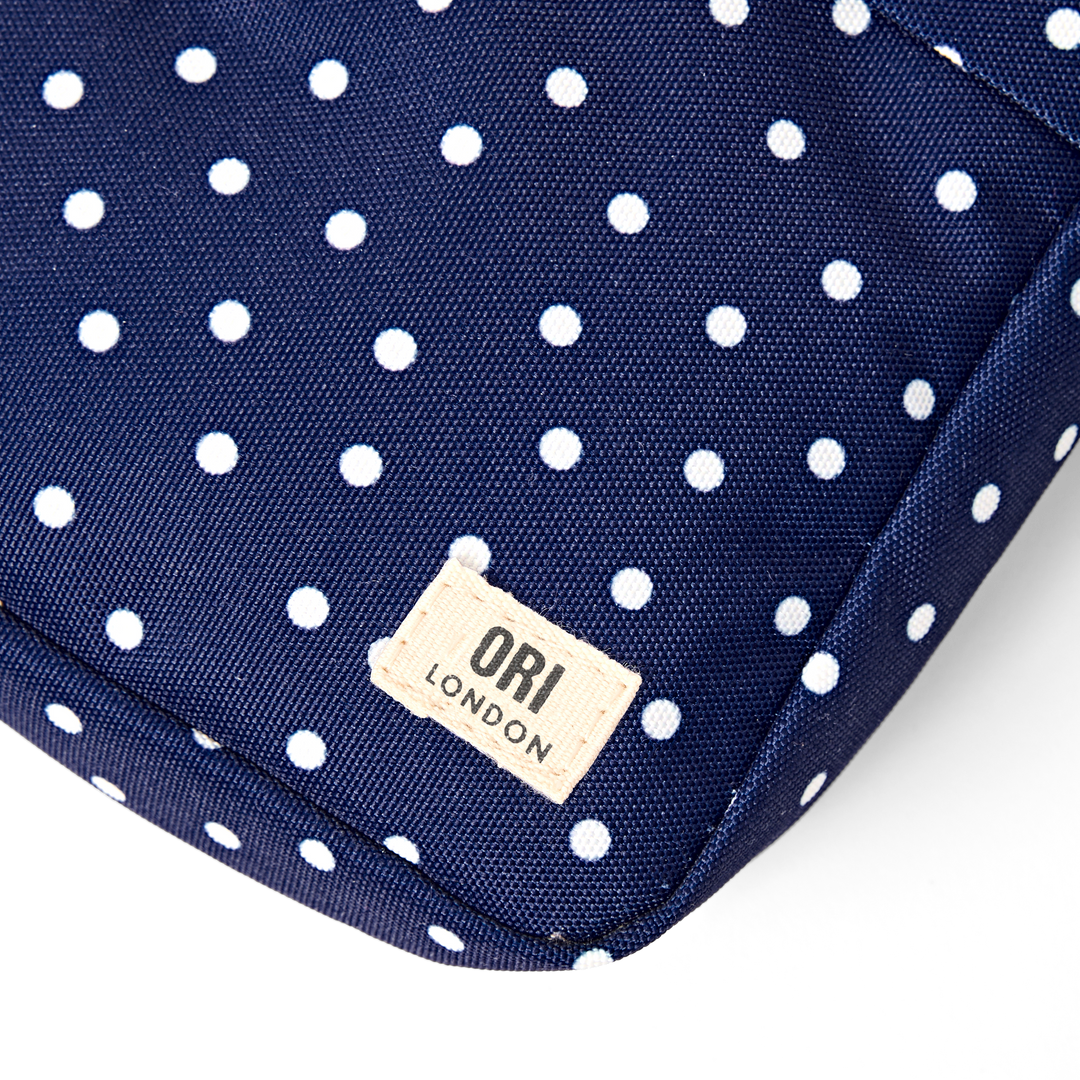Bond Pocket Crossbody Bag in Navy Polka Dot