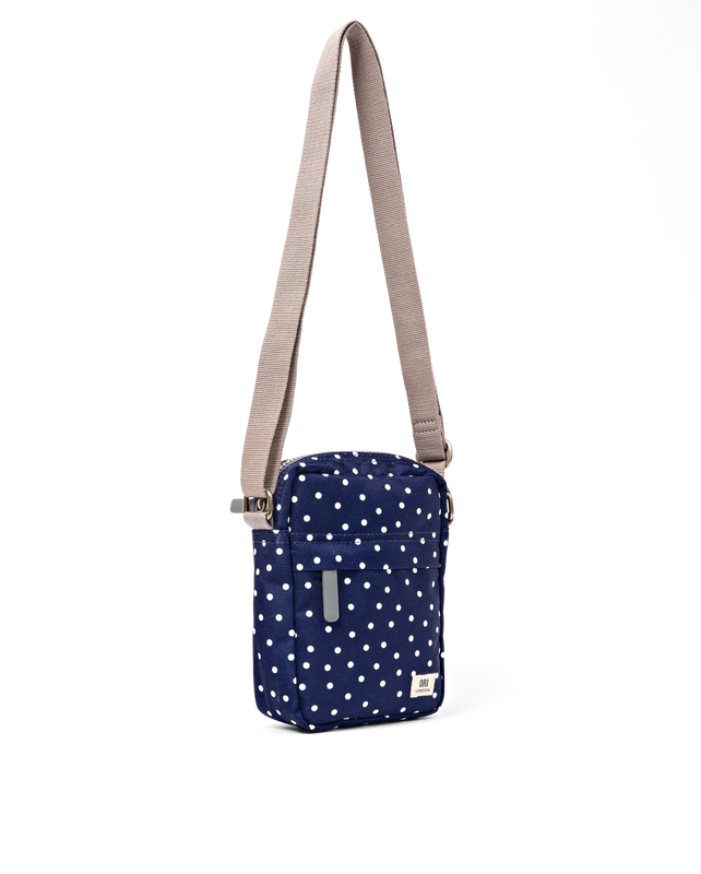 Bond Pocket Crossbody Bag in Navy Polka Dot
