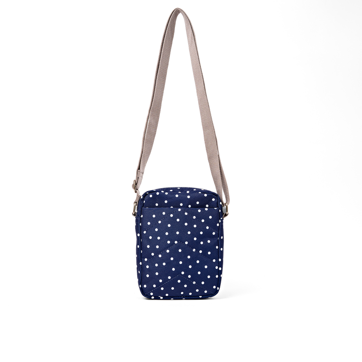 Bond Pocket Crossbody Bag in Navy Polka Dot