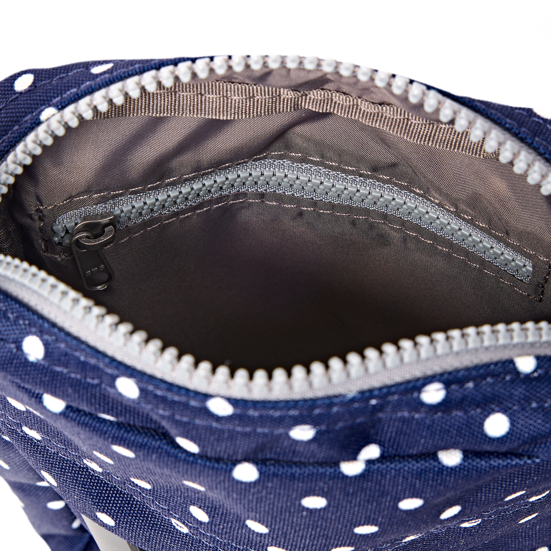 Bond Pocket Crossbody Bag in Navy Polka Dot