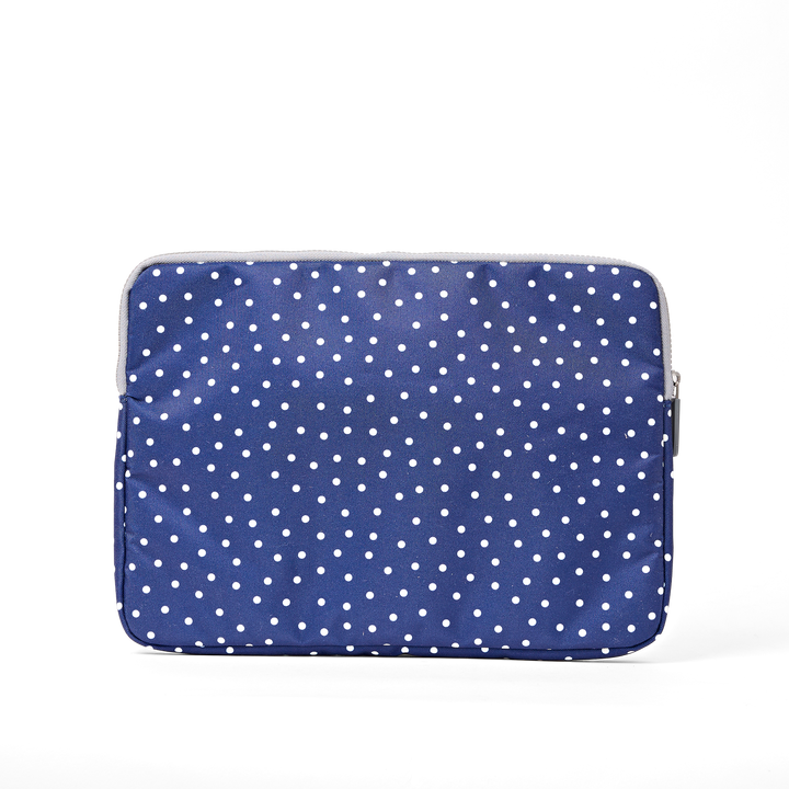 Brick Lane Laptop Sleeve in Navy Polka Dot
