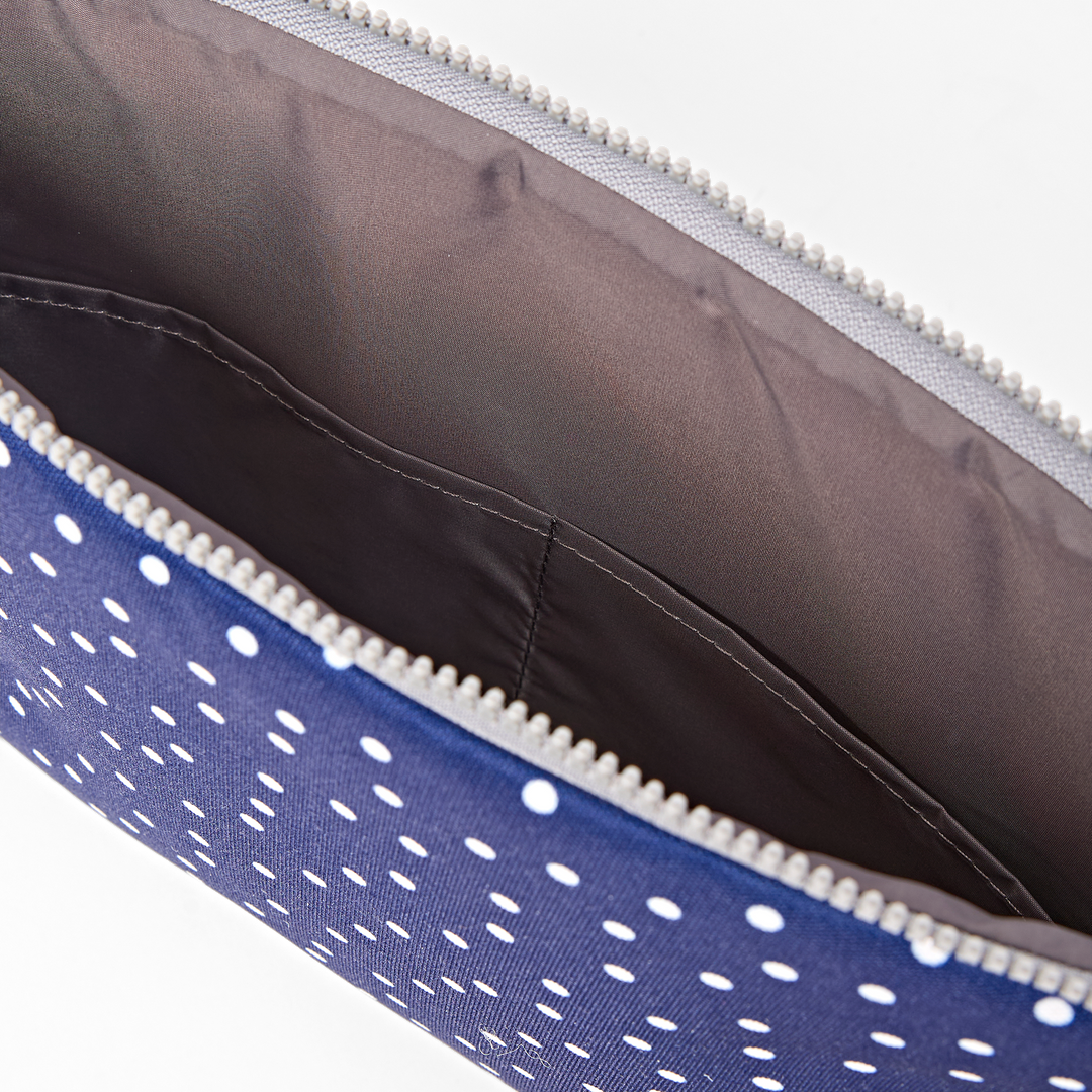 Brick Lane Laptop Sleeve in Navy Polka Dot