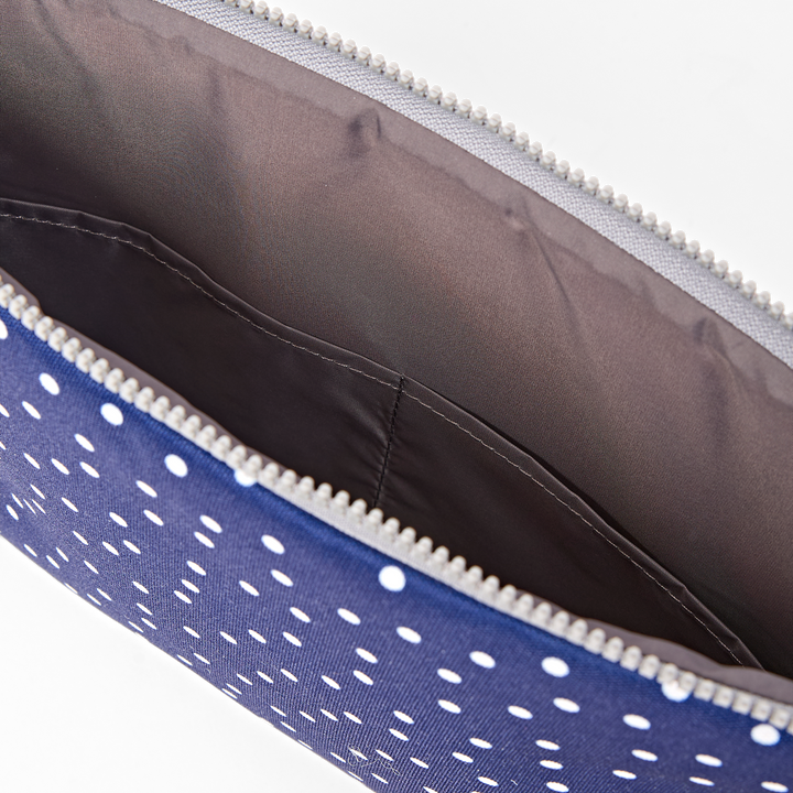 Brick Lane Laptop Sleeve in Navy Polka Dot