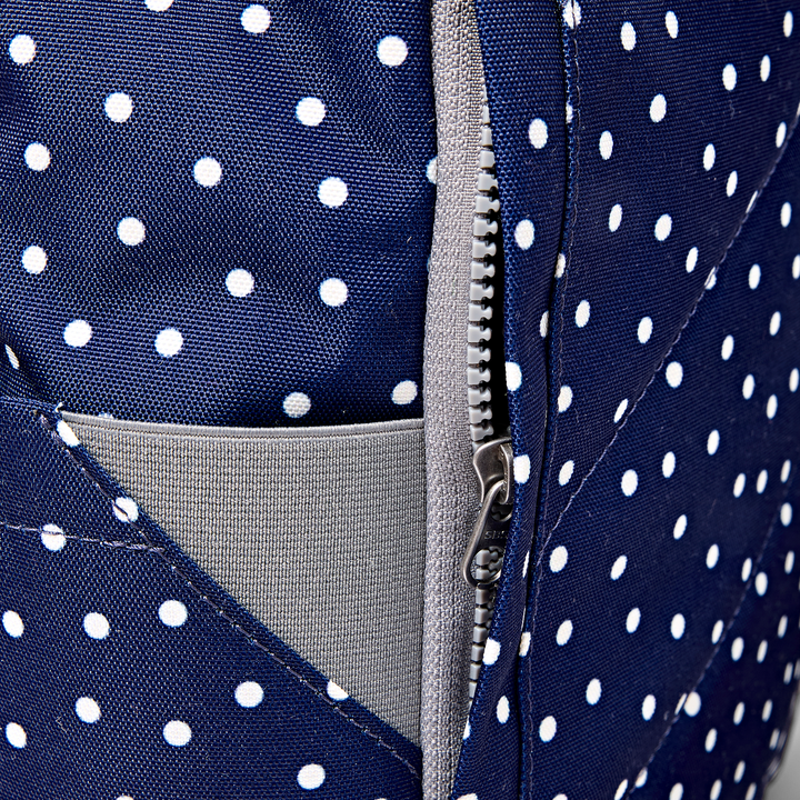 Canfield Roll Top Backpack in Navy Polka Dot