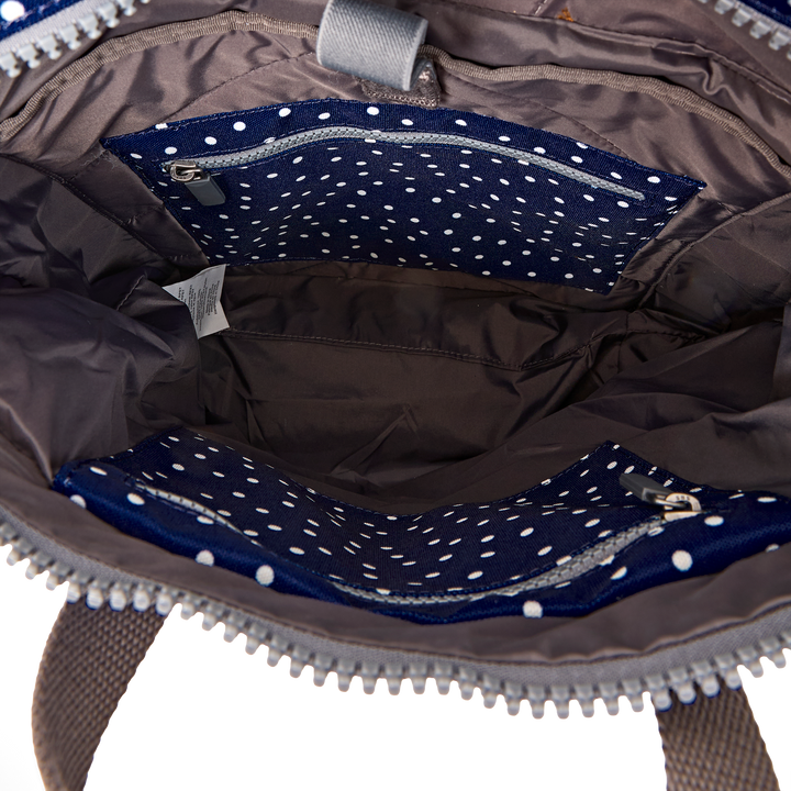 Canfield Roll Top Backpack in Navy Polka Dot