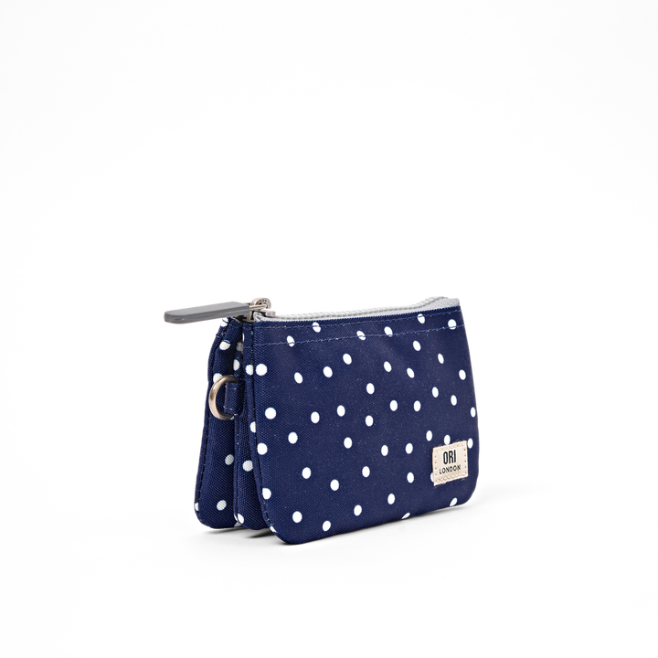 Carnaby Wallet in Navy Polka Dot
