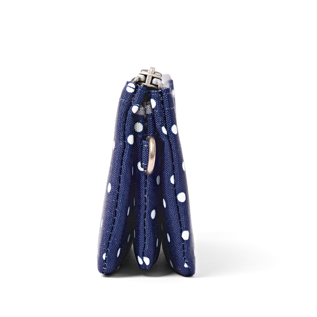 Carnaby Wallet in Navy Polka Dot