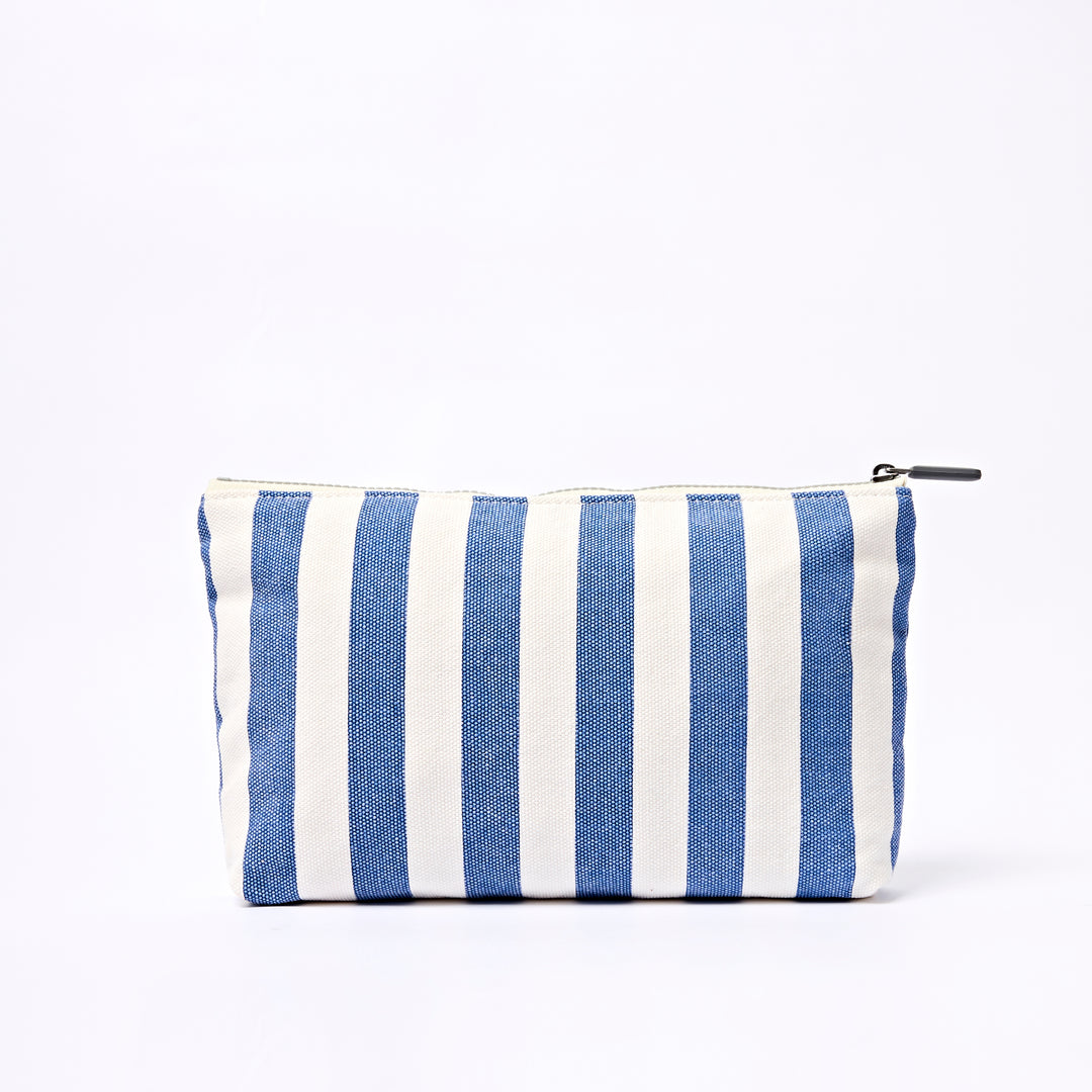 Maida Vale Medium Pouch in Denim Stripe Cotton Canvas