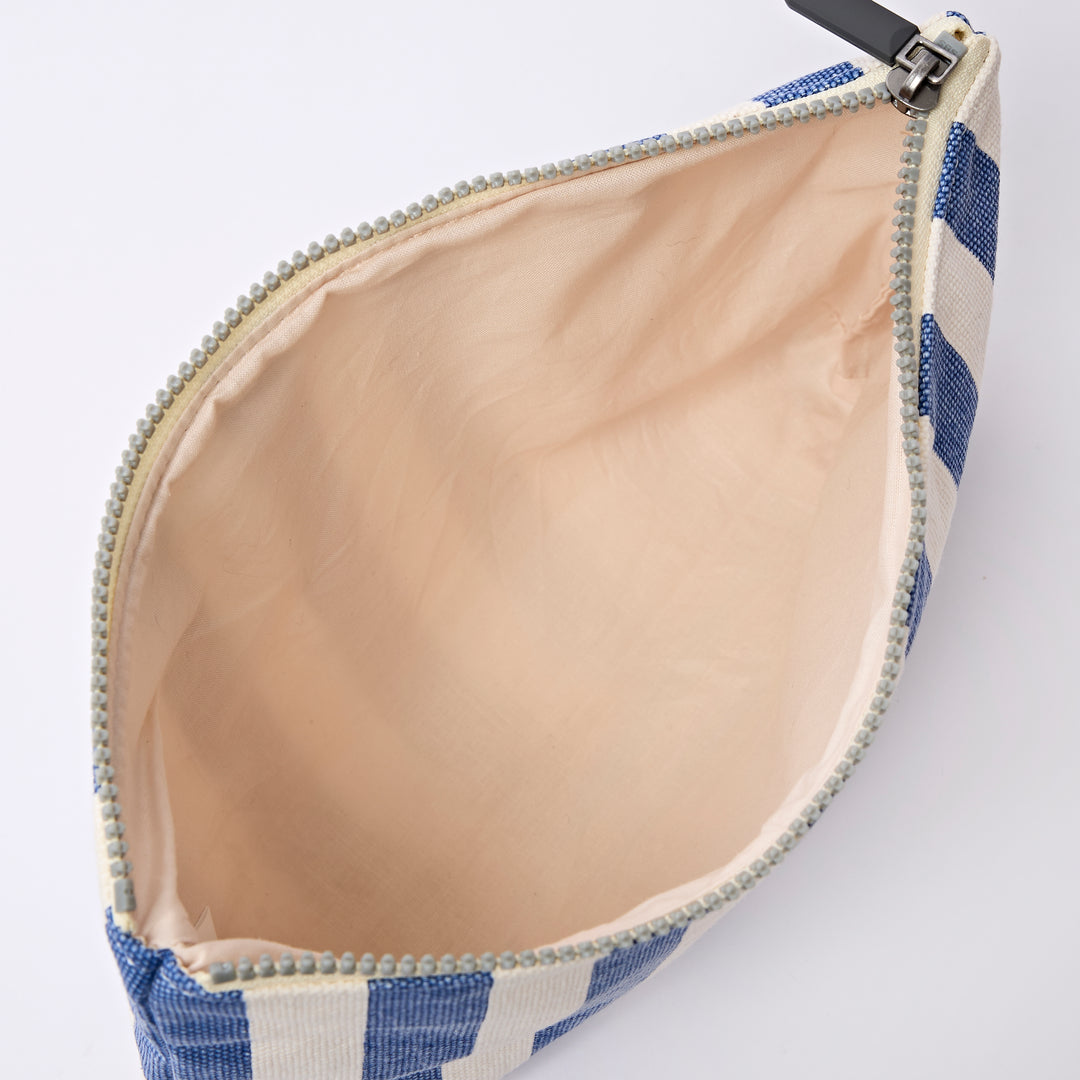 Maida Vale Medium Pouch in Denim Stripe Cotton Canvas