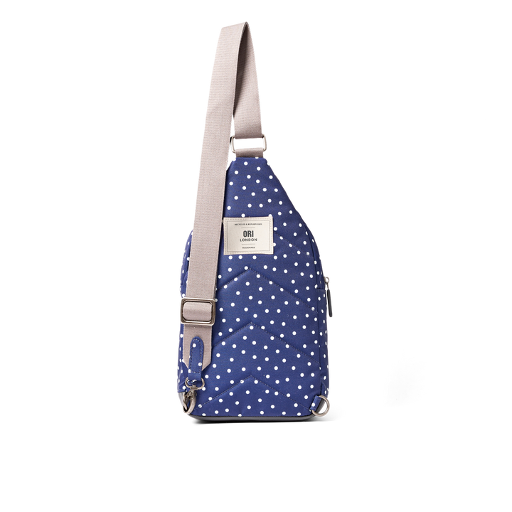 Willesden Sling Bag in Navy Polka Dot