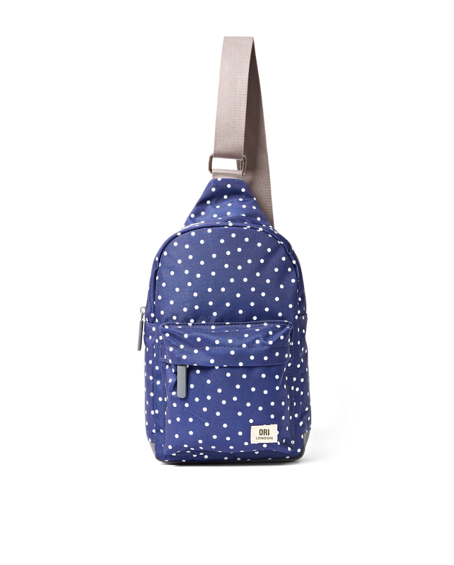 Willesden Sling Bag in Navy Polka Dot