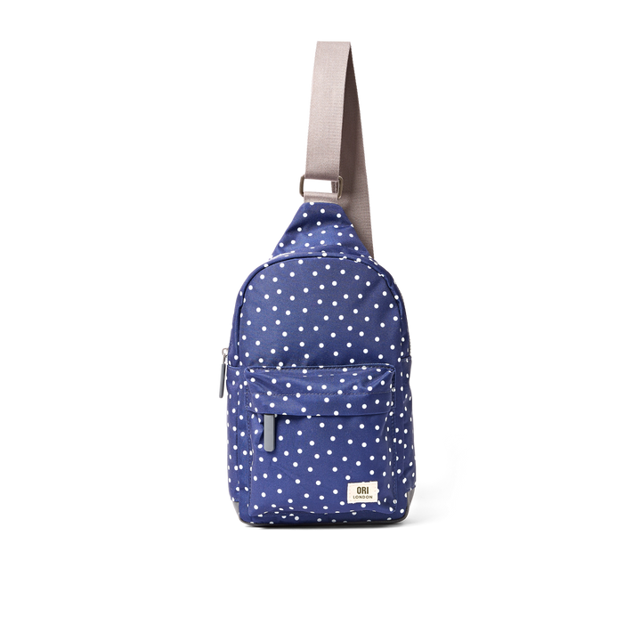 Willesden Sling Bag in Navy Polka Dot