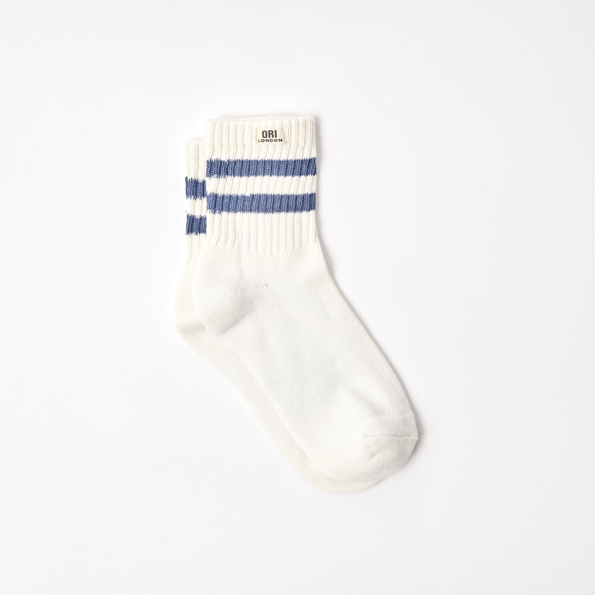 Windsor Stripe Crew Socks for Women in Coastal Blue