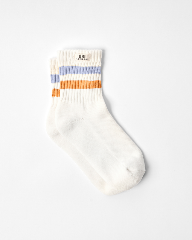 Windsor Stripe Crew Socks for Women in Thistle/Burnt Orange
