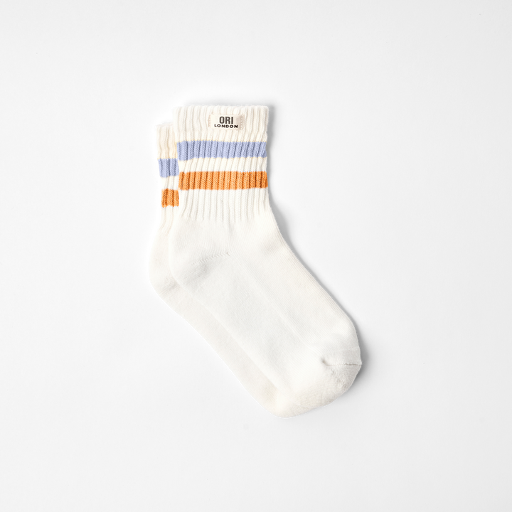Windsor Stripe Crew Socks for Women in Thistle/Burnt Orange