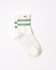 Windsor Stripe Crew Socks for Women in Matcha